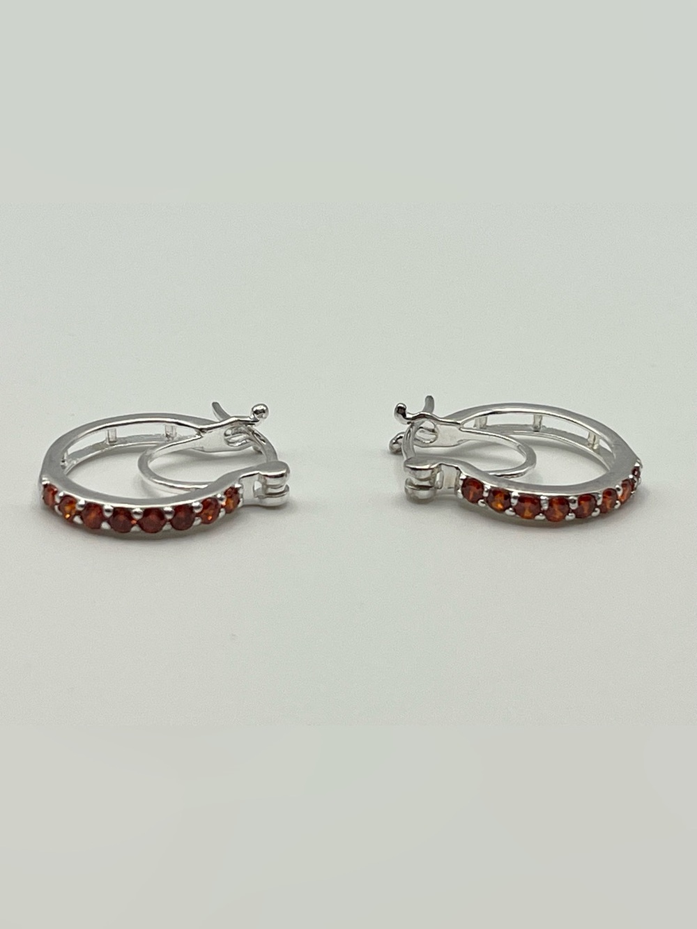 Sterling Silver Hoop Earrings with Mozambique Garnet